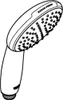 A black and white line drawing of a hand-held shower head. Produktbild-Vorschau