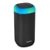 A black cylindrical Bluetooth speaker with a colorful LED light ring around the top, set against a white background. Voir les images du produit