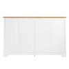 A white sideboard with a natural wood top, shown from the front against a white background. Anteprima dell’immagine prodotto