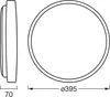 Technical drawing of a round ceiling light with dimensions. Produktbild-Vorschau
