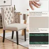 A beige dining chair is shown in a room setting, with close-ups of its features. Podgląd zdjęcia produktu