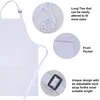 A collage showing details of a white apron, highlighting its features like ties, pocket, and adjustable strap. Produktbild-Vorschau