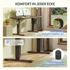 A split image showing a standing desk setup and close-ups of its features. Produktbild-Vorschau