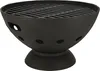 A black charcoal grill with a grate on top, set against a white background. Produktbild-Vorschau