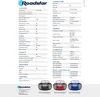 A product specification sheet with images of three boomboxes at the bottom. Voir les images du produit