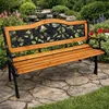 Panchina da giardino in legno con schienale e motivo a rose Anteprima dell’immagine prodotto 5