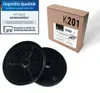 A product box and two charcoal filters for a range hood. Produktbild-Vorschau