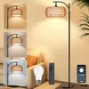 Stehlampe Wohnzimmer, Dimmbare Rattan Standleuchte mit 3 Produktbild-Vorschau 1