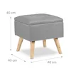 Pouf Relaxdays con vano portaoggetti, rivestimento in finto Anteprima dell’immagine prodotto 4