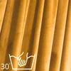 A close-up of yellow fabric with a hand-washing symbol and temperature indicator. Produktbild-Vorschau