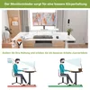 A split image showing a desk setup and two diagrams illustrating proper and improper posture while working at a desk. Anteprima dell’immagine prodotto