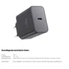 A close-up of a black USB-C charger with technical specifications listed below. Produktbild-Vorschau