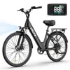 A black electric bicycle is shown against a white background, with a separate display unit shown in the upper right corner. Produktbild-Vorschau