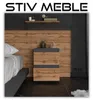 Velký noční stolek „BIG“ matně šedý / dub Wotan Náhled obrázku produktu 9