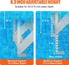 Two images showing a ladder in water, illustrating its adjustable height and support depth. Produktbild-Vorschau