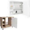 A collage of two bathroom furniture pieces, a wall-mounted cabinet and a vanity unit, shown against a white background. Podgląd zdjęcia produktu