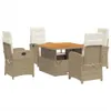 vidaXL 5-tlg. Garten-Essgruppe mit Kissen Beige Poly Rattan Produktbild-Vorschau 1