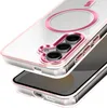A close-up, angled view of a clear phone case with rose gold accents, showing the camera cutout and side buttons. Náhled obrázku produktu