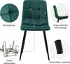 A green velvet chair with black legs, shown with close-up details of its features. Produktbild-Vorschau