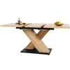 A wooden extendable dining table with a black base, shown against a white background. Anteprima dell’immagine prodotto