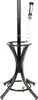 A black metal umbrella stand with one white umbrella inside. Anteprima dell’immagine prodotto