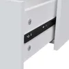 A close-up view of a white drawer with a black drawer slide mechanism. Produktbild-Vorschau