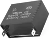 A black capacitor with text and a logo printed on it, shown on a white background. Náhľad obrázku produktu