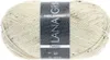 A ball of cream-colored tweed yarn with dark flecks, featuring a label with brand and product information. Produktbild-Vorschau