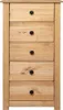 A tall, narrow wooden chest of drawers with five drawers, each with a black knob. Náhľad obrázku produktu