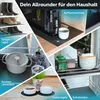 Collage of different household items and storage solutions, including boots on a shoe rack, a coffee machine, kitchen utensils, pet bowls, and pantry items. Produktbild-Vorschau