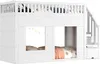 A white bunk bed with stairs and storage drawers. Voir les images du produit