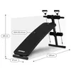 A black slant board fitness bench with expander bands, shown with dimensions indicated by measurement lines and text. Anteprima dell’immagine prodotto