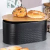 Priestranný čierny chlebník s dreveným vekom a doskou na Náhľad obrázku produktu 2