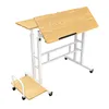 A mobile laptop table with a wooden top and white metal frame, shown against a white background. Produktbild-Vorschau