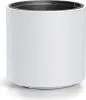 A white cylindrical planter pot with a black rim is shown against a white background. Produktbild-Vorschau