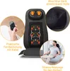 A collage of images showcasing a shiatsu massage seat cover, its features, and a person using it. Produktbild-Vorschau