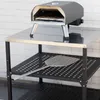 A pizza oven and pizza peel are displayed on a stainless steel topped cart. Produktbild-Vorschau