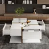 A modern living room with a white and brown coffee table. Náhľad obrázku produktu