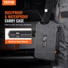 A person holding a black carry case. The image has overlaid text and graphics highlighting the product's features. Voir les images du produit