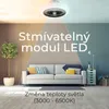 A modern living room scene with a ceiling fan and light, a sofa, and a plant. Náhled obrázku produktu