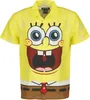 A yellow short-sleeved button-up shirt featuring a large print of SpongeBob SquarePants' face and body. Náhled obrázku produktu