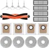 A collection of cleaning accessories for a robot vacuum cleaner, including brushes, filters, dust bags, and mop pads, laid out on a white background. Produktbild-Vorschau