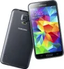 A black Samsung Galaxy S5 smartphone is shown from the front and back, angled against a white background. Produktbild-Vorschau