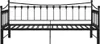 A black metal bench against a white background. Produktbild-Vorschau
