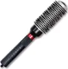 A round hairbrush with a black handle and a silver barrel with holes. Produktbild-Vorschau