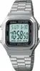 A close-up studio shot of a silver Casio digital watch with a metal band, displayed against a white background. Produktbild-Vorschau