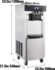 A commercial soft-serve ice cream machine is shown standing on a white background with dimensions indicated by text and lines. Produktbild-Vorschau