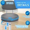 A rolling stool with highlighted features like 360-degree rotation and adjustable height. Produktbild-Vorschau