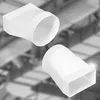 Two white plastic duct connectors, one rectangular to round, and one round to rectangular, are shown against a blurred industrial background. Anteprima dell’immagine prodotto