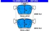 Diagrams of brake pads with dimensions and part numbers. Voir les images du produit